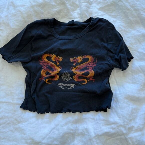 Urban Outfitters Dragon + Flame Black Baby t-shirt - size s - Picture 1 of 4